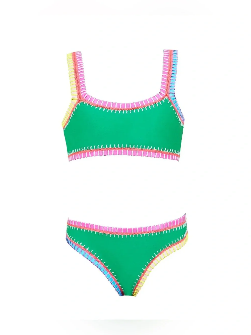 Platinum Swimwear Ireland Green Sporty Rainbow Embroidered Girls Bikini Set- 8